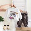 Traje de Otoño para Niñas 2025 Nuevo Ropa de Primavera y Otoño Infantil Dibujos Animados Suéter de Bebé Niña Manga Larga Conjunto de Dos Piezas Moderno