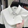 Camiseta de Manga Corta para Hombre de Lujo Ligero, Nuevo Estilo Veraniego, Camisa Polo Versátil de Seda Helada con Cuello para Papás de Edad Media