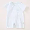 Macacão de Bebê de Manga Curta, Tipo Romper de Algodão Puro de Verão, Roupa Fina para Recém-Nascido, Macacão de Bebê para Engatinhar, Macacão