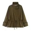 Ins ropa de mujer al por mayor estilo europeo y americano transfronterizo otoño nuevo parka holgada con cuello alto y cinturón ajustable 0155240