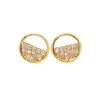 Pendientes de aro minimalistas con incrustaciones de diamantes para mujer, con un diseño geométrico único y discreto con piedras de circón, delicados detalles calados y un estilo moderno