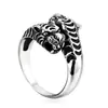 Acero guerrero animal zodiaco joyería al por mayor acero inoxidable hombres doble Tigre anillo de dedo personalizado popular anillo