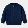 Nuevo Suéter de Punto Trenzado con Cremallera de Cuello Medio Alto Estilo Europeo y Americano para Otoño e Invierno para Niños y Niñas, Tejido Base Cálido de Algodón Puro