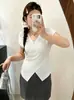 Ropa para mujer de talla grande con diseño irregular, top de punto para mujer, estilo verano 2026, camiseta holgada de manga corta para mujeres de talla grande