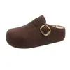 Chinelos fechados com sola grossa e salto embutido para mulheres, para usar ao ar livre, novidade da primavera de 2026, retrô, versáteis, slip-on, meio chinelos Birkenstock