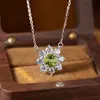 Colar de pedras preciosas coloridas em live broadcast S925 prata de lei cravejado com citrino amarelo natural ametista granada peridoto topázio pingente
