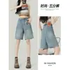 Shorts de mezclilla para mujer de cintura alta, tendencia verano 2026, versátil, nuevo estilo, corte holgado para mujeres petite, pantalones de 5 puntos de longitud media para uso en exteriores