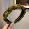 Faixa de malha vintage verde para mulheres outono e inverno faixa de cabeça Coreia do Sul nicho suave faixa de torção francesa Nova