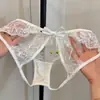 2026 Ano do Cavalo Essencial Sino Dourado Calcinha Triângulo de Renda Sexy para Mulheres, Cintura Baixa Vazada Doce Estilo Francês