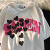 Camiseta Loose de Manga Curta com Estampa de Espuma Estéreo para Mulheres Verão Estilo Coreano Roupa de Casal Camisa Básica Feminina Top Trbottomy