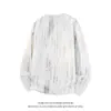 Camiseta masculina de outono da moda, tie-dye texturizado personalizado para homens e adolescentes, falsa peça dupla, solta e confortável