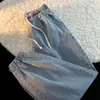 Calça Jeans Masculina com Cintura Elástica Primavera e Outono Estilo Coreano Tendência Estilo Japonês Hong Kong Solta Harem Afunilada Nove Pontos Casual