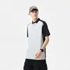 Camisa Polo Raglan Color Block G-stone para Homens, Gola Color Block, Manga Curta Casual Solta, Camiseta Versátil de Verão