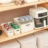 Caixas plásticas de armazenamento, caixas organizadoras para despensa com alças e cestos de armazenamento perfeitos para a cozinha, banheiro, escritório em casa, armários e prateleiras