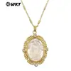 WT-JN271 Pingente Refletivo da Virgem Maria em Concha Branca com Zircônia Banhado a Ouro 18k Colar de Luxo Leve