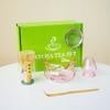 Juego de Té Matcha de Vidrio 7 Piezas Transparente Alto Borosilicato Rosa Set de Caja de Regalo Japonés Tazón para Matcha Batidor de Té Venta al por Mayor