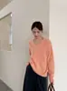 Textura tipo nuvem26 Suéter de Tricô com Decote V de Manga Longa em Lã e Cashmere Atmosférico Outono/Inverno para Mulheres, Pulôver Liso