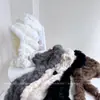Sombrero de Protección para Orejas con Correa de Pelo de Conejo Dulce para Mujer, Gorro de Punto Cálido para Otoño e Invierno, Elegante y Versátil Sombrero de Lana, Casual Gorro de Piña