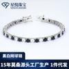 Pulsera de Tenis Blanca y Negra de Venta Caliente Transfronteriza, Clásica y Versátil, Joyería de Cuatro Garras de una Sola Fila, Cadena de Tenis de Moissanita