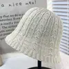 Novo Chapéu de Malha Retrô Japonês Feminino para Primavera e Verão Chapéu de Malha com Proteção Solar Cor Sólida Chapéu Bucket Chapéu de Pescador Emagrecedor Tendência