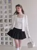 Cardigã de tricô com renda branca para proteção solar feminina, estilo coreano de verão, suave e versátil, para ser usado sobre um vestido regata, estilo fino 5404