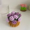 Posavasos de Bouquet de Rosas Hecho a Mano Terminado Ganchillo de Lana Lirio del Valle Girasol Regalo Creativo Posavasos de Flor Tejida