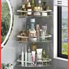 Estante de Almacenamiento para Baño Espacio de Baño Aluminio Sin Taladro Trípode Montado en Pared Esquina Escurridor Estante Artefacto de Almacenamiento