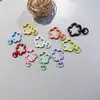 Pintura al Horno Color Flor de Ciruelo con Hebilla de Resorte en Cola Anillo Abierto Flor Accesorios para Joyería DIY Lote Anillo para el Cabello Accesorios para Llavero