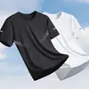 Camiseta de Verano de Seda de Hielo para Hombre Camiseta Holgada de Manga Corta con Cuello Redondo para Hombre Talla Grande Sencilla Versátil de Secado Rápido