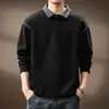Sudadera Polo de Terciopelo de Alto Gramaje 320g para Finales de Invierno Hombres Otoño e Invierno Retro Americano Cuello Contrastante Chaqueta Casual