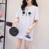 D142 Novo estilo coreano verão comprimento médio cec buraco manga curta camiseta solta ins top feminino para estudantes do sexo feminino