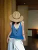 Ligero CapaModa en capas fresco con caída de tela color contrastante falso dos piezas top tipo camisola con cuello en V