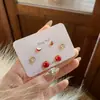 Moda Versátil Juego de Pendientes de Tachuela de Manzana Roja con Personalidad y Diseño Elegante, Exquisitos y Simples Pendientes de Fruta para Estudiantes con Diamantes