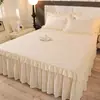 Faldón de cama de algodón 100% estilo princesa, una sola pieza, algodón puro, nuevo modelo 2025, oculta el borde inferior, cubre cama con borde de falda, cubre colchón para verano