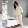Pijama de Algodón Puro para Mujer Primavera Otoño Moda Casual Cárdigan Manga Larga Tallas Grandes Delgado Se Puede Usar Afuera Madre de Mediana Edad Ropa para el Hogar