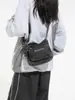 Bolsa de Mezclilla de Gran Capacidad con Bordado de Letras Retro, Bolso de Hombro para Mujer con Múltiples Compartimentos para Almacenamiento, Adecuado para Viajes Diarios y Uso Cruzado
