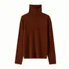 ¡Estilo básico! Suéter de punto 100% lana con cuello alto de encaje sin costuras para mujer, manga larga, jersey, para usar en capas, capa base, suéter