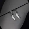 Aretes de Pluma de Piedra Negra para Mujer, Moda Única Estilo Ins Diseño de Nicho, Elegantes Pendientes Largos al por Mayor