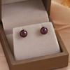 Aretes de Aguja de Plata Retro Francés Perla de Imitación Pequeños Panecillos al Vapor Otoño e Invierno Lujo Ligero Sensación de Alta Gama Blanco Moda Aretes Elegantes