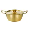 Olla para fideos instantáneos de acero inoxidable estilo coreano transfronteriza, de doble asa, para una persona, olla pequeña para sopa de fideos, quemador de cocina de gas e inducción