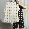 Venta al por mayor de comercio exterior de fábrica transfronterizo de dibujos animados para mujer, pijama de verano para mujer, manga corta, pantalones cortos, menos, traje de ropa para el hogar para mujer, delgado