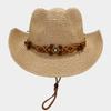 Chapéu de sol de aba larga decorativo artístico estilo férias, feito à mão, para mulheres, casual de praia, proteção solar, chapéu de palha