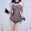 Lingerie sexy macacão cavado meias jacquard meias de rede conjunto de macacão roupas sexy de rede gratuitas meias de rasgar à mão