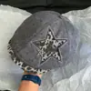 Gorra de estilo retro americano con estampado de leopardo, lunares y estrellas, retazos, para mujer, nuevo estilo 2026, boina de moda de alta gama