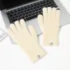 Guantes de punto de lana para mujer de otoño e invierno con contenido de lana, a prueba de frío, cálidos para estudiantes, con muñeca y dedos engrosados