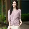 Suéter de lana engrosada con cuello redondo para otoño e invierno para mujer, nuevo cárdigan de punto de cachemira estilo suave, abrigo holgado