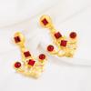 Pendientes de estilo retro europeo y americano, personalizados, chapados en oro con piedras preciosas de colores, joyería elegante de estilo antiguo medio para mujer.