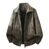 M-8XL Chaqueta Vintage de Solapa Talla Grande con Diseño de Doble Cremallera, Chaqueta para Hombre Moderna y Versátil