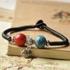 Joias Cerâmicas Criativas de Estilo Étnico, Pulseira com Pingente de Cadeado da Longevidade, Pulseira de Cerâmica Trançada à Mão, Estilo Antigo de Feira de Rua