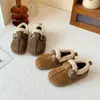 Sapatos Infantis Retrô Plus Veludo Quente Algodão Sapatos Birkenstock 2026 Outono Novo Estilo Coreano Meninas Plus Veludo Mocassins Casuais